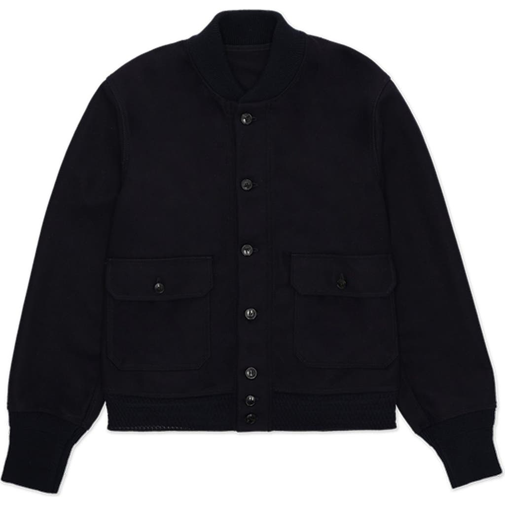 Fortela Cruiser Wool Twill Bomber Jacket In Blue