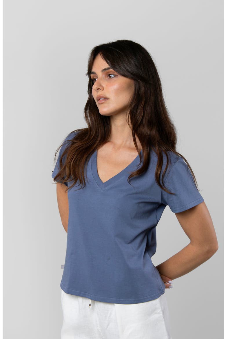 Supima V-Neck, Alternate, color, Sky