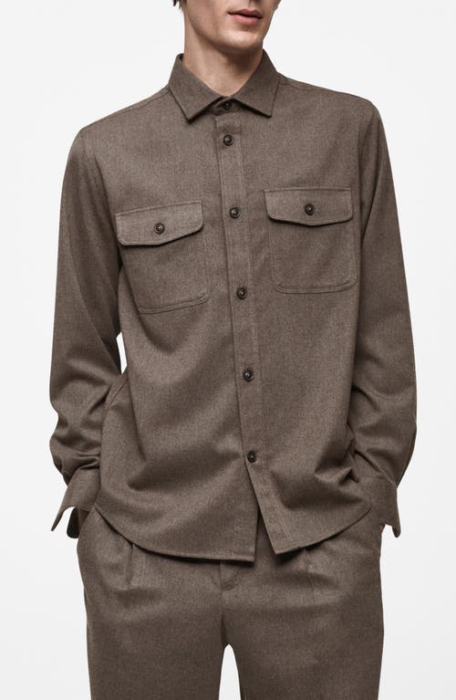 Mango Regular Fit Chest Pocket Button-up Shirt In Mink Grey