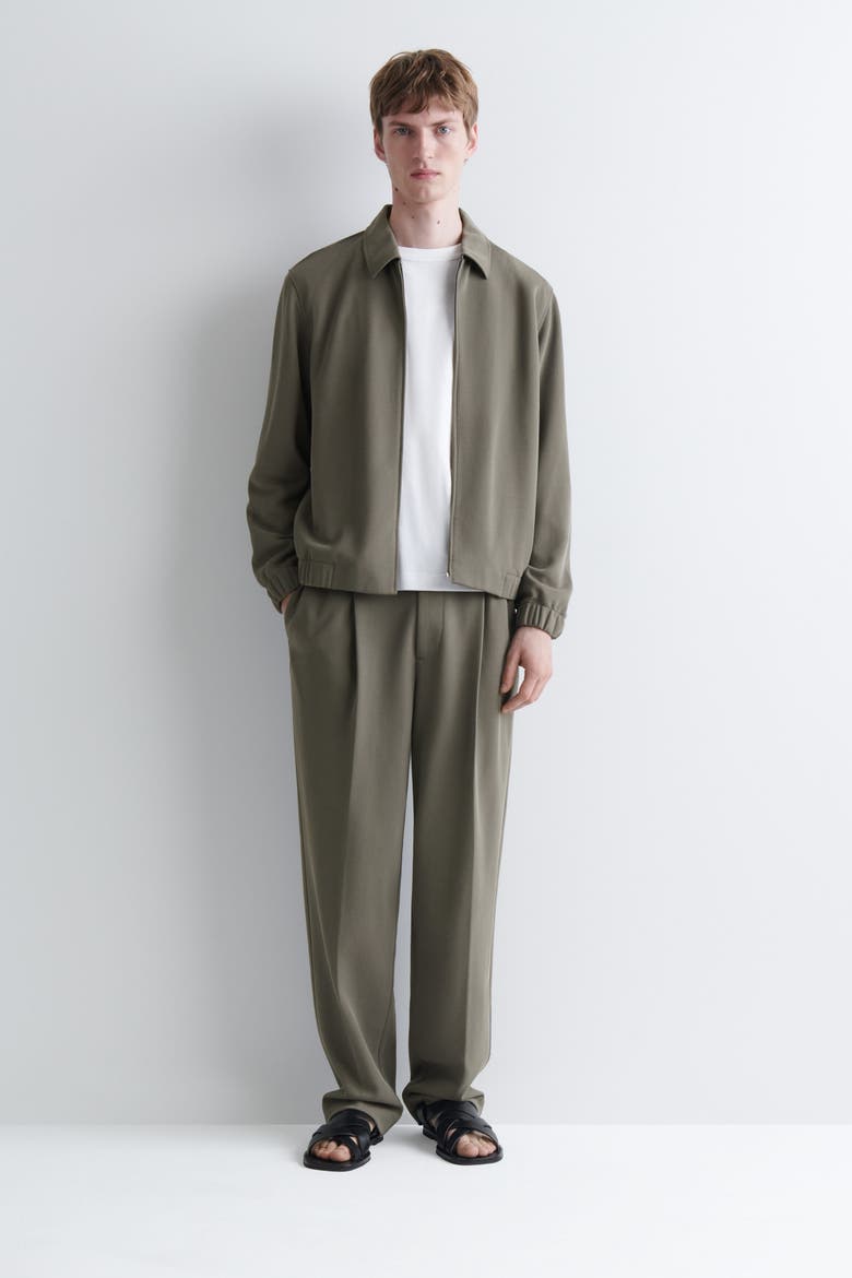 Bonded-Twill Harrington Jacket, Alternate, color, GRAY-GREEN