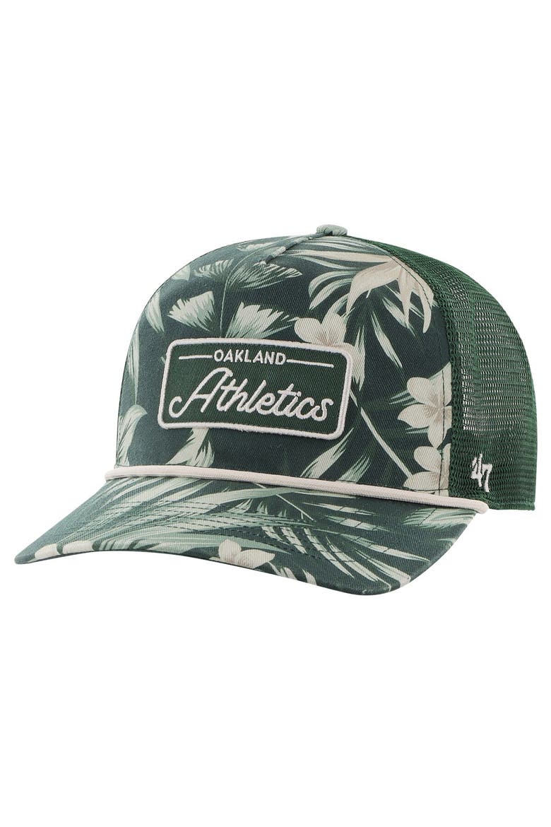 Men's '47 Green Oakland Athletics Tropicalia Trucker Hitch Adjustable Hat, Main, color, Green