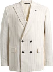 AllSaints Ridley Slim Fit Pinstripe Double Breasted Sport Coat