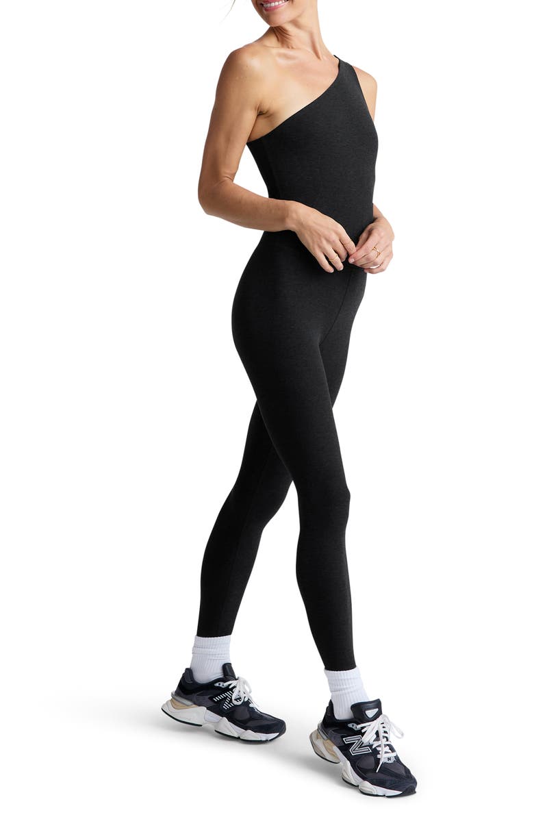 Beyond Yoga Space Dye Upswing One-Shoulder Jumpsuit, Alternate, color, Darkest Night