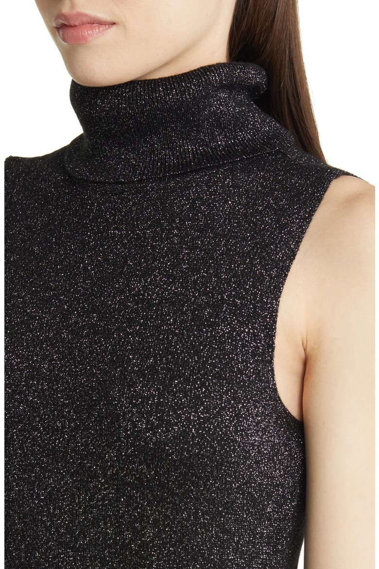 Zoelle Tie Waist Turtleneck Sweater Dress, Alternate, color, BLACK/ GUNMETAL