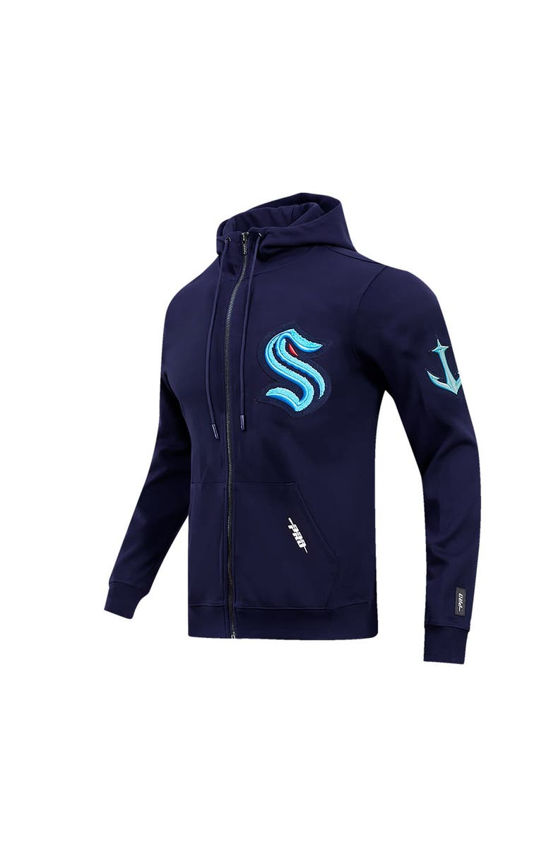 PRO STANDARD Men's Pro Standard Navy Seattle Kraken Classic Chenille Full-Zip Hoodie Jacket, Alternate, color, 