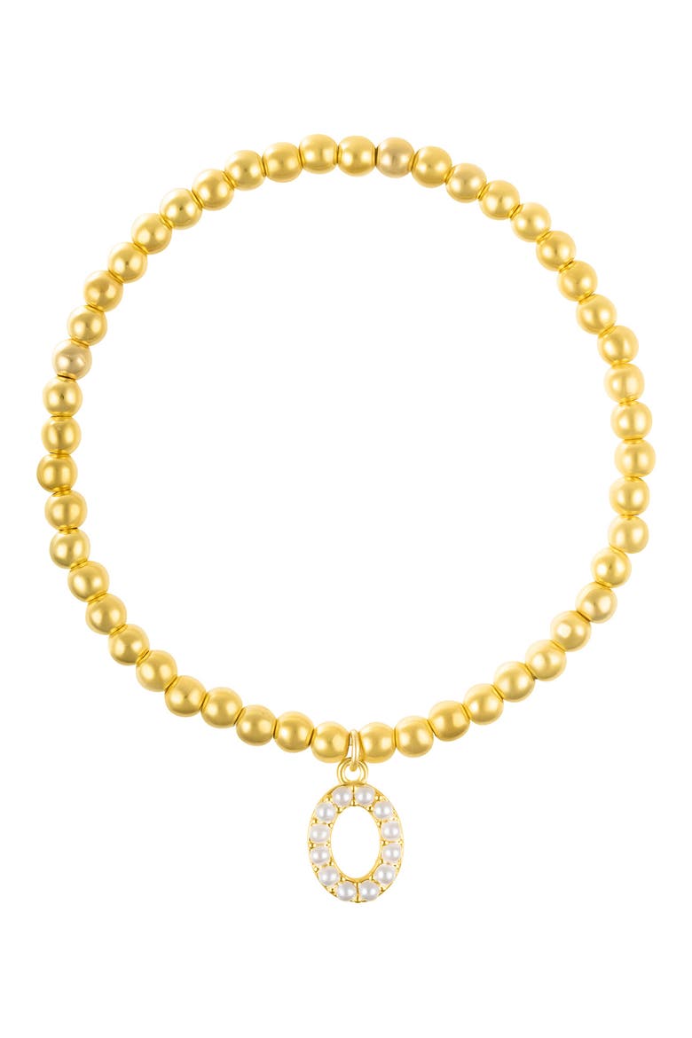 Faux Pearl Initial Charm Beaded Bracelet, Main, color, GOLD WHITE-O