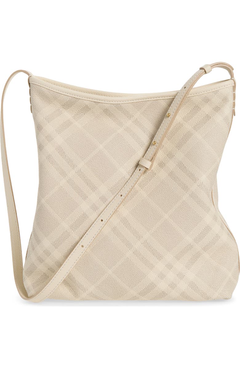 Burberry Small Highlands Check Leather Shoulder Bag, Alternate, color, Soap