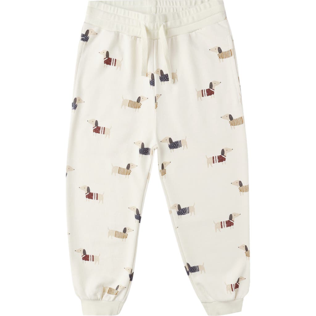 Quincy Mae Dachshund Relaxed Cotton Blend Joggers In White