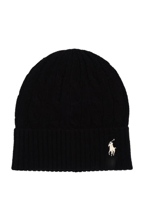 Polo Ralph Lauren Wool Cashmere Cable Beanie In Black