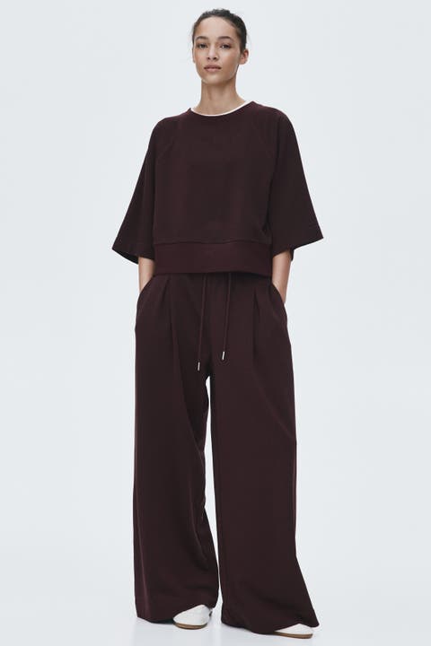 Pleat-detail drawstring pants