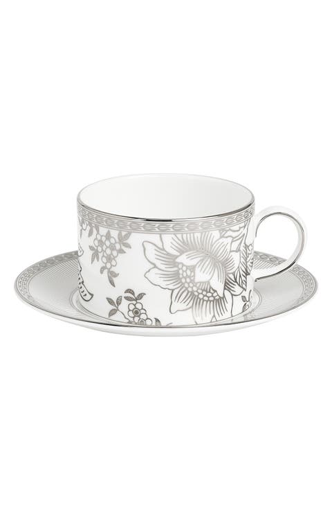 Silver Tonquin Bone China Teacup & Saucer Set