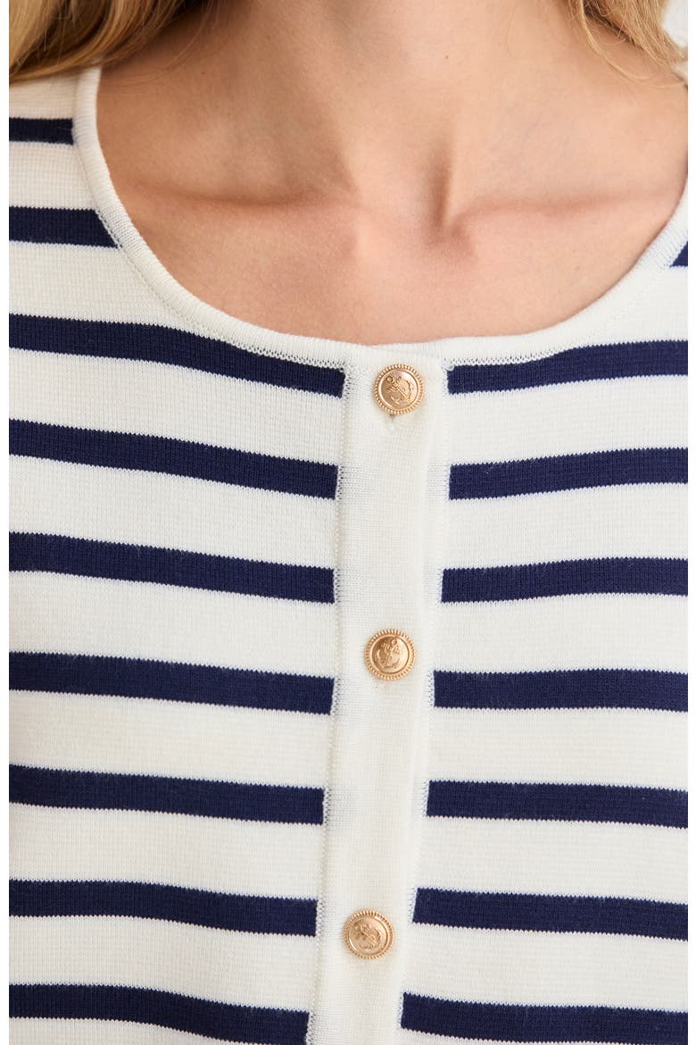 Striped Jacquard Knit Cardigan, Alternate, color, Ivory/Navy