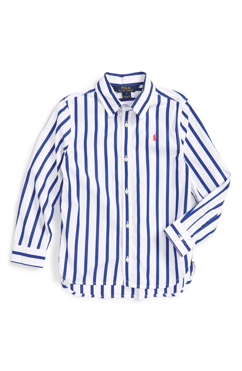 Ralph Lauren Stripe Cotton Poplin Shirt, Main, color,