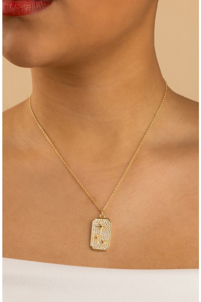 Pavé Cubic Zirconia North Star Pendant Necklace, Alternate, color, GOLD