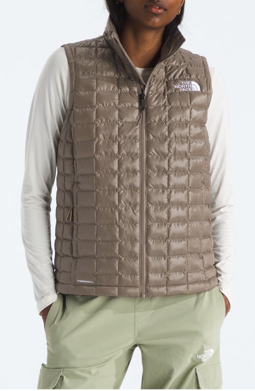 The North Face Thermoball Windproof Water Repellent Packable Quilted Vest In Brown