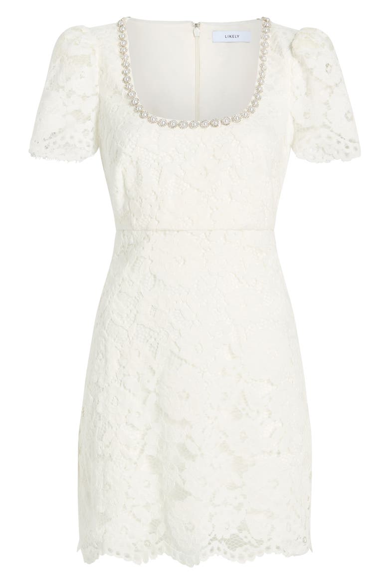 Isa Lace Sheath Minidress, Alternate, color, WHITE
