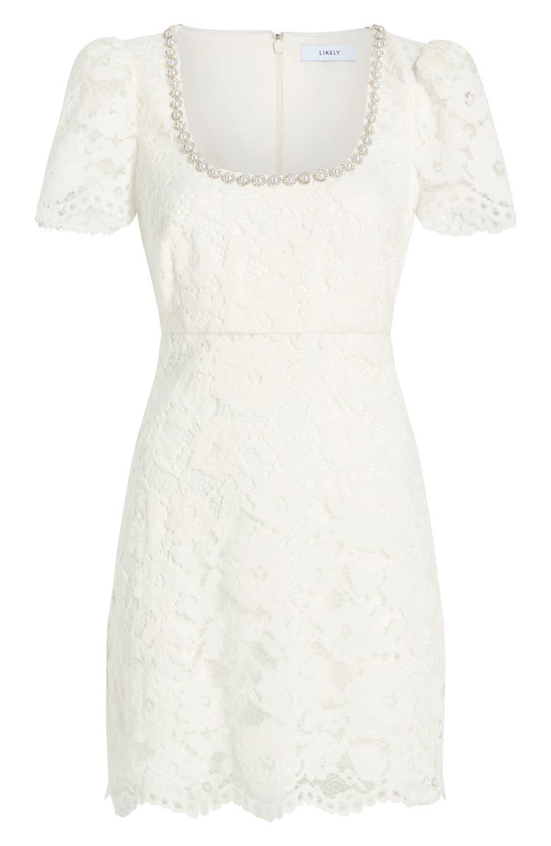LIKELY Isa Lace Sheath Minidress, Alternate, color, White