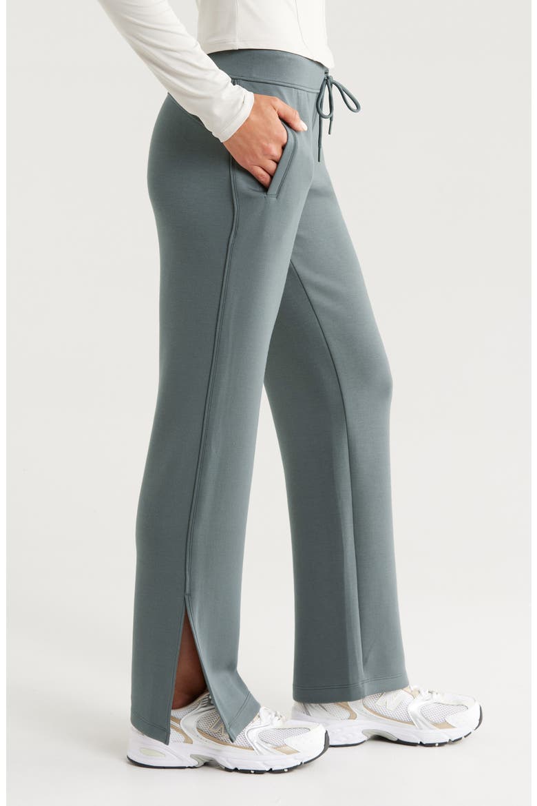 Level Set Straight Leg Slit Hem Track Pants, Alternate, color, GREEN URBAN