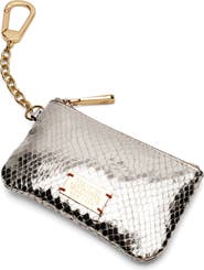 Frances Valentine Bitsy Snakeskin Embossed Metallic Leather Key Chain Card Holder