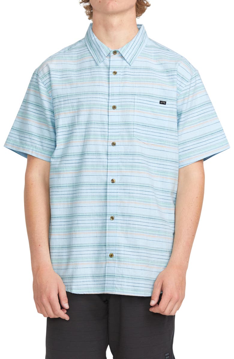 Billabong All Day Stripe Short Sleeve Cotton Button-Up Shirt, Main, color,