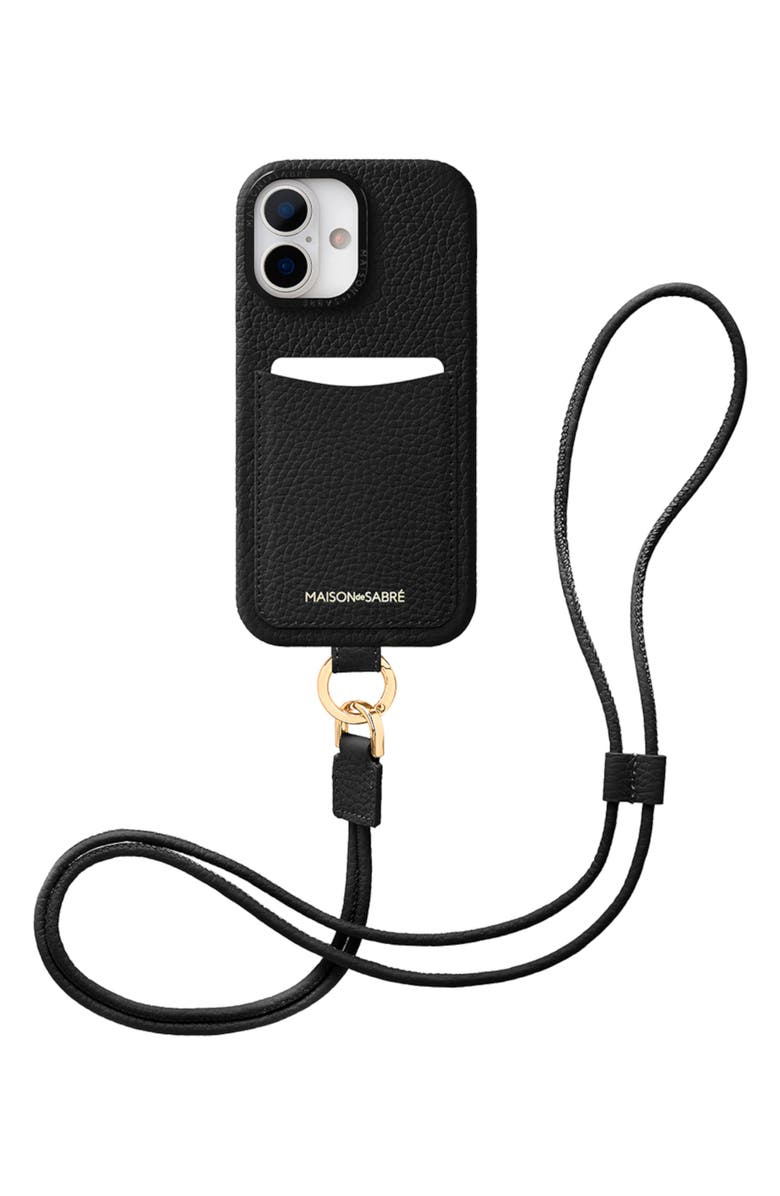 MAISON de SABRÉ Sling Phone Case, Alternate, color, Black Caviar