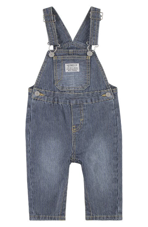 Railroad Stripe Cotton Overalls (Baby)