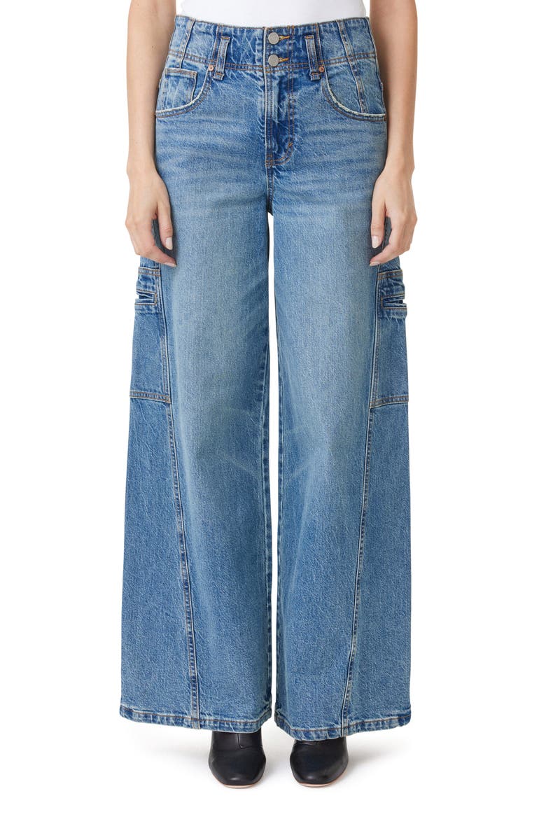High Waist Extra Wide Leg Cargo Jeans, Main, color, OCEAN