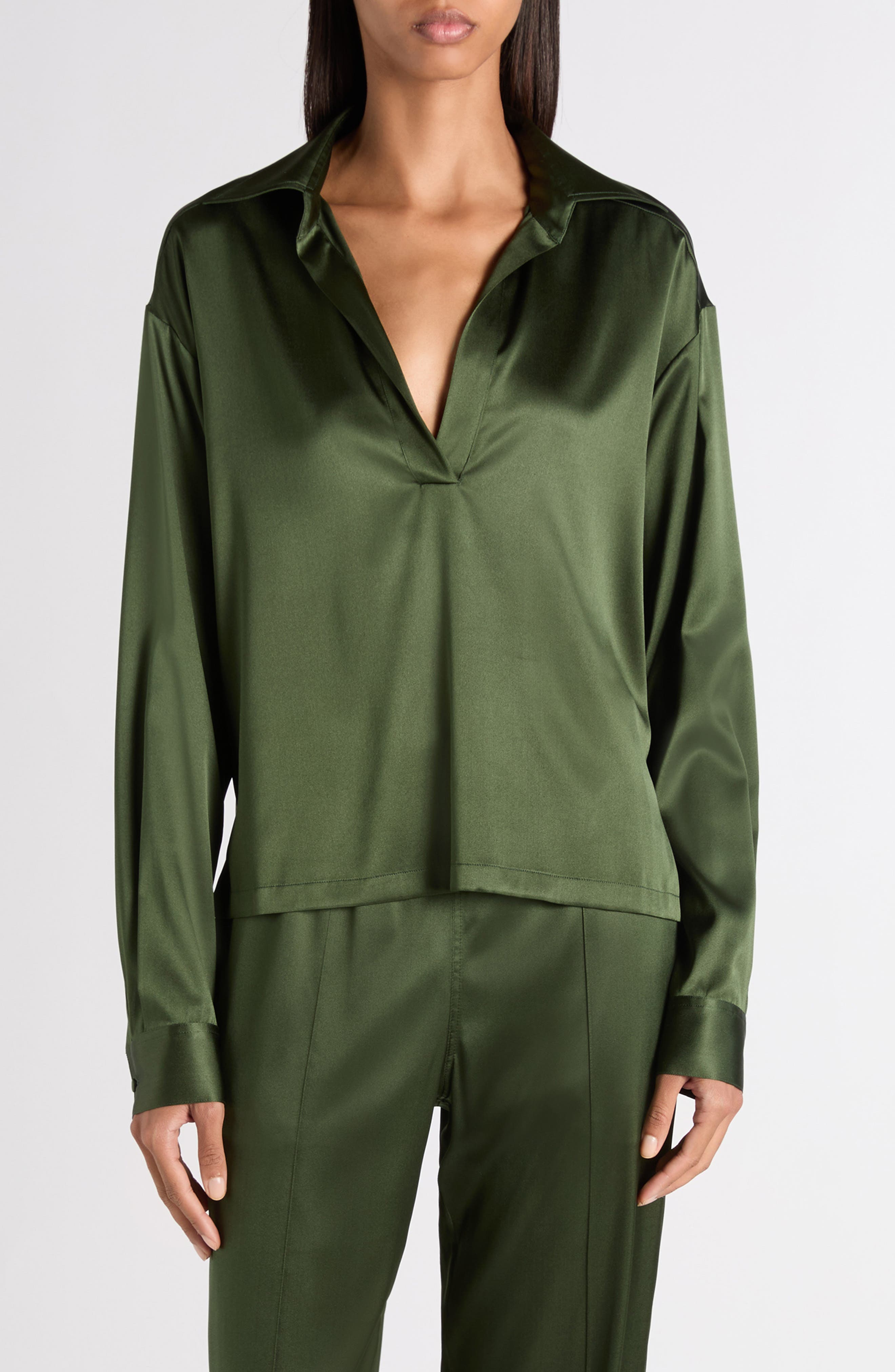 Stretch Silk Satin Polo - image 3