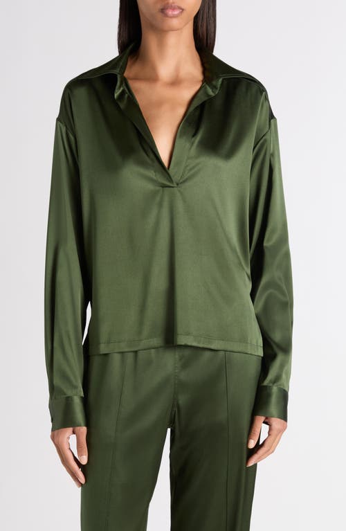 Tom Ford Stretch Silk Satin Polo In Green