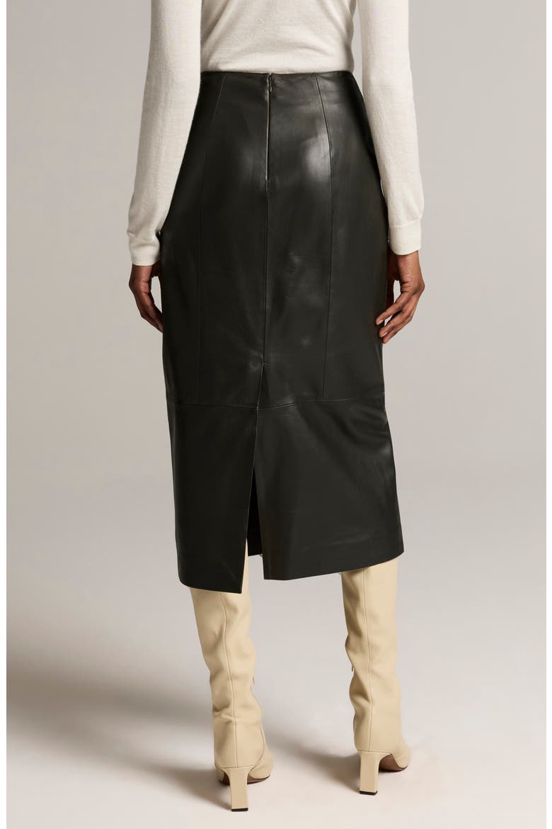 Leather Midi Skirt, Alternate, color, DARK MOSS