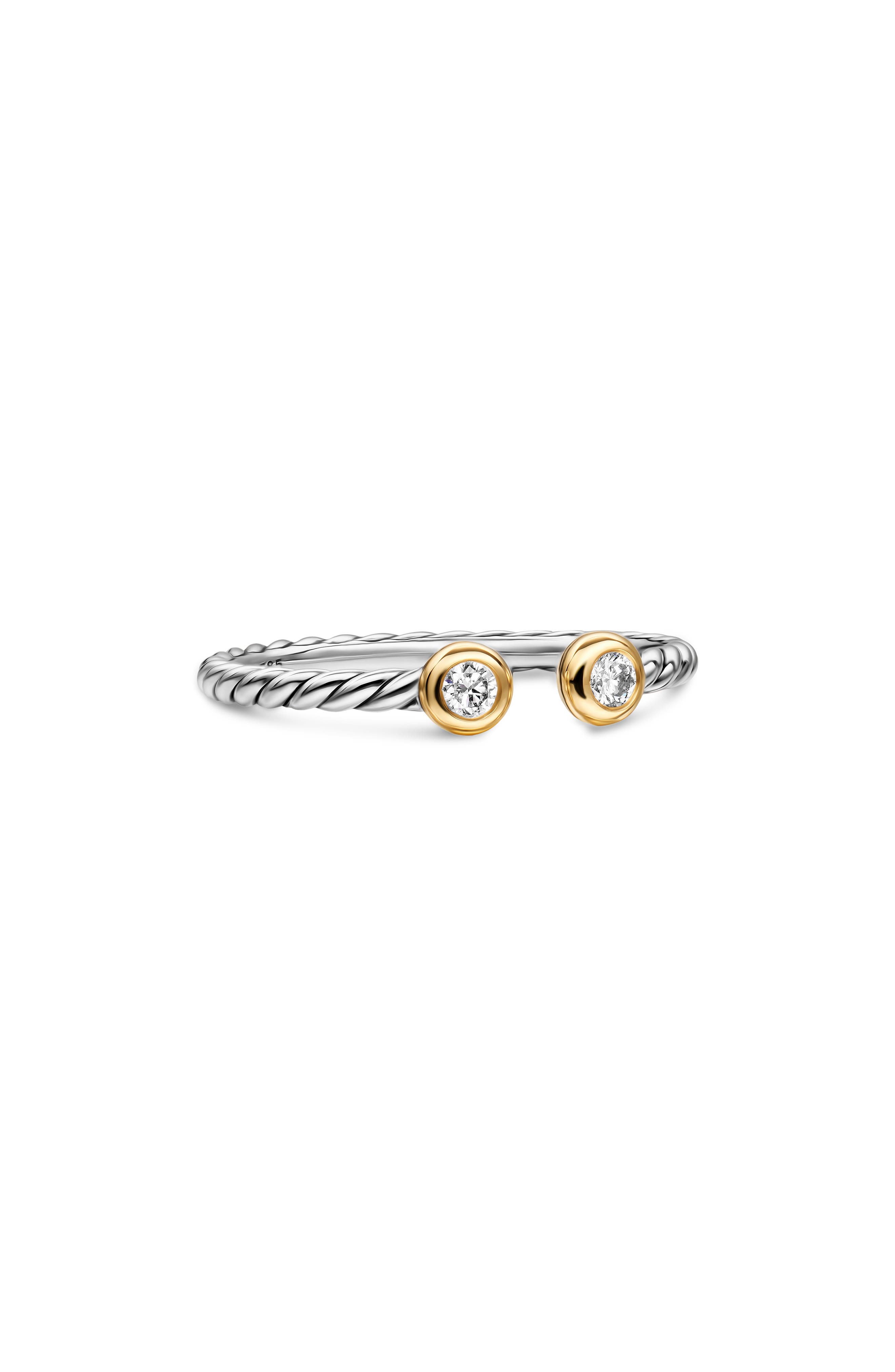 David Yurman Cable Open Round Ring in Sterling Silver with 18K Yellow ...
