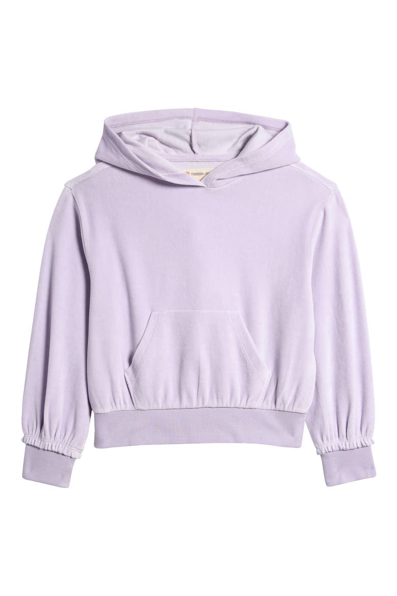 Kids' Velour Hoodie, Main, color, PURPLE PETAL