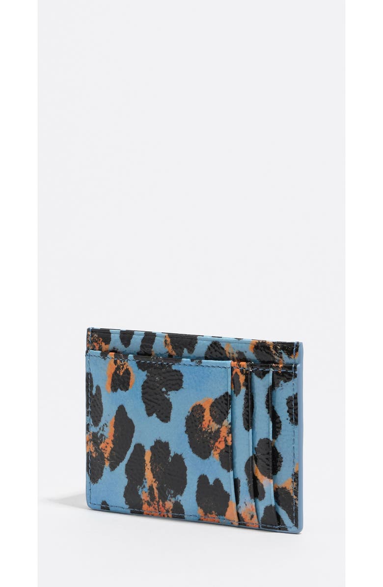 Bimba y Lola Textured Shiny Leopard Print Card Holder, Alternate, color, Leopard Pastel Blue