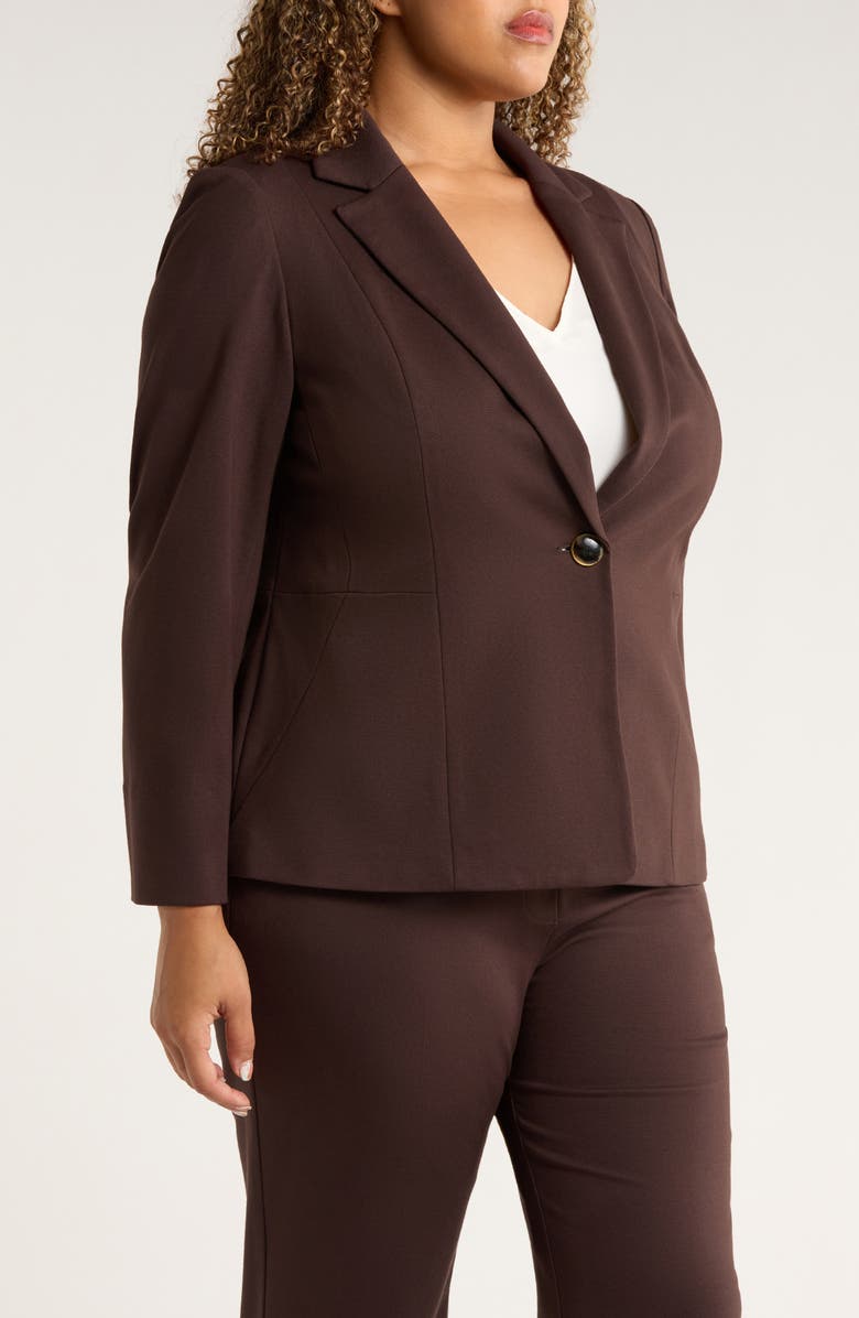 KASPER One-Button Seamed Waist Blazer, Alternate, color, Rich Chocolate