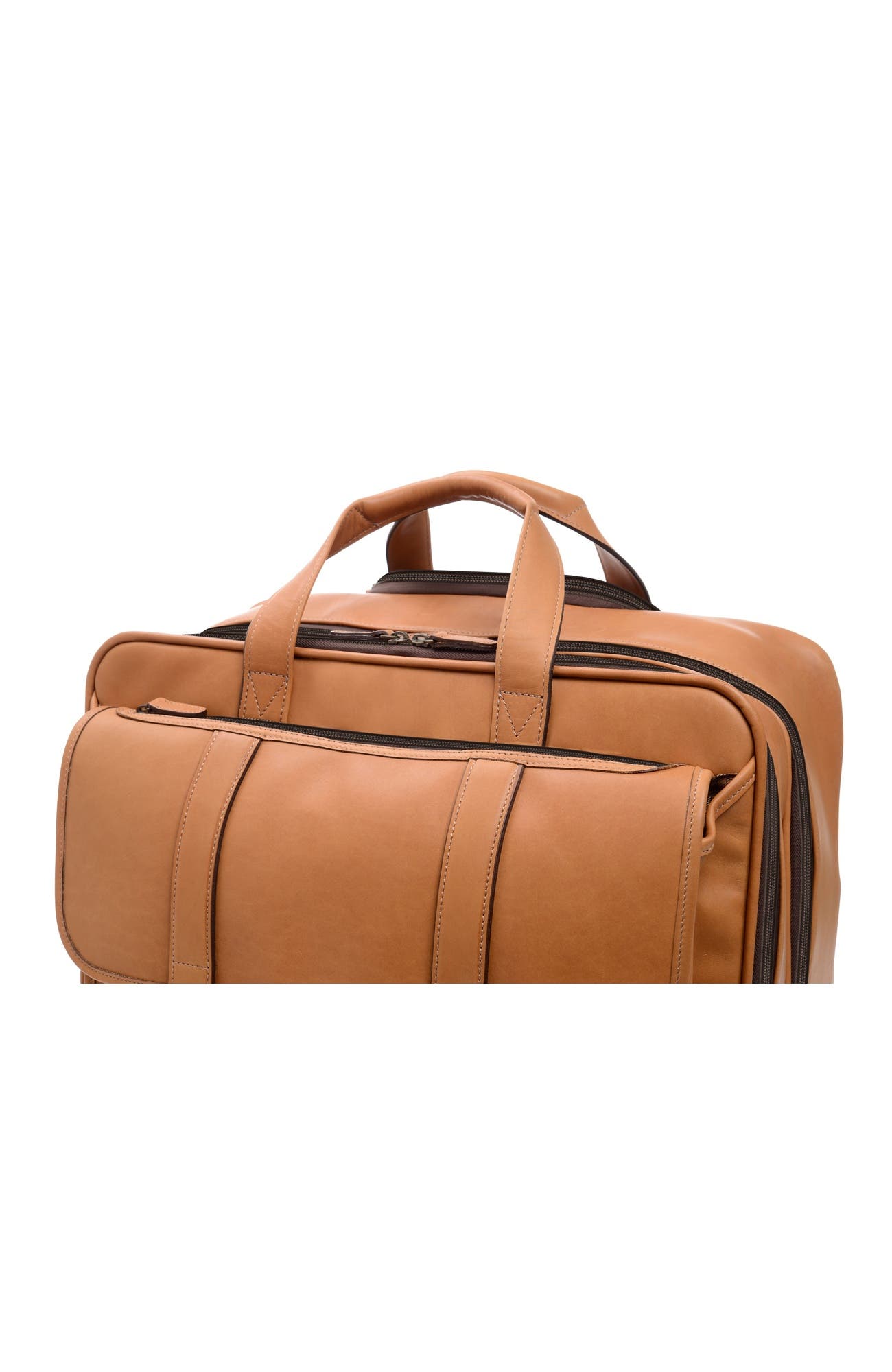 Kenton Wheeled Leather Travel Briefcase, Alternate, color, Tan