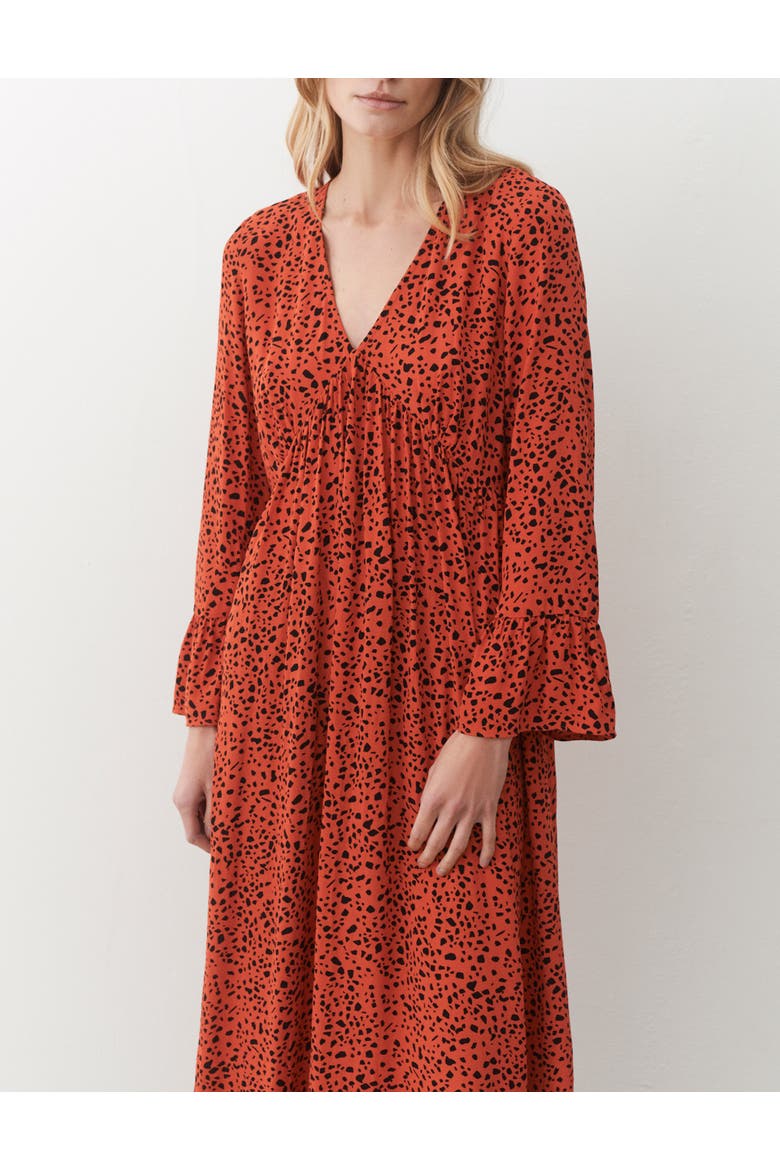 Laura V-Neck Animal Print Midi Dress, Alternate, color, Rust Animal