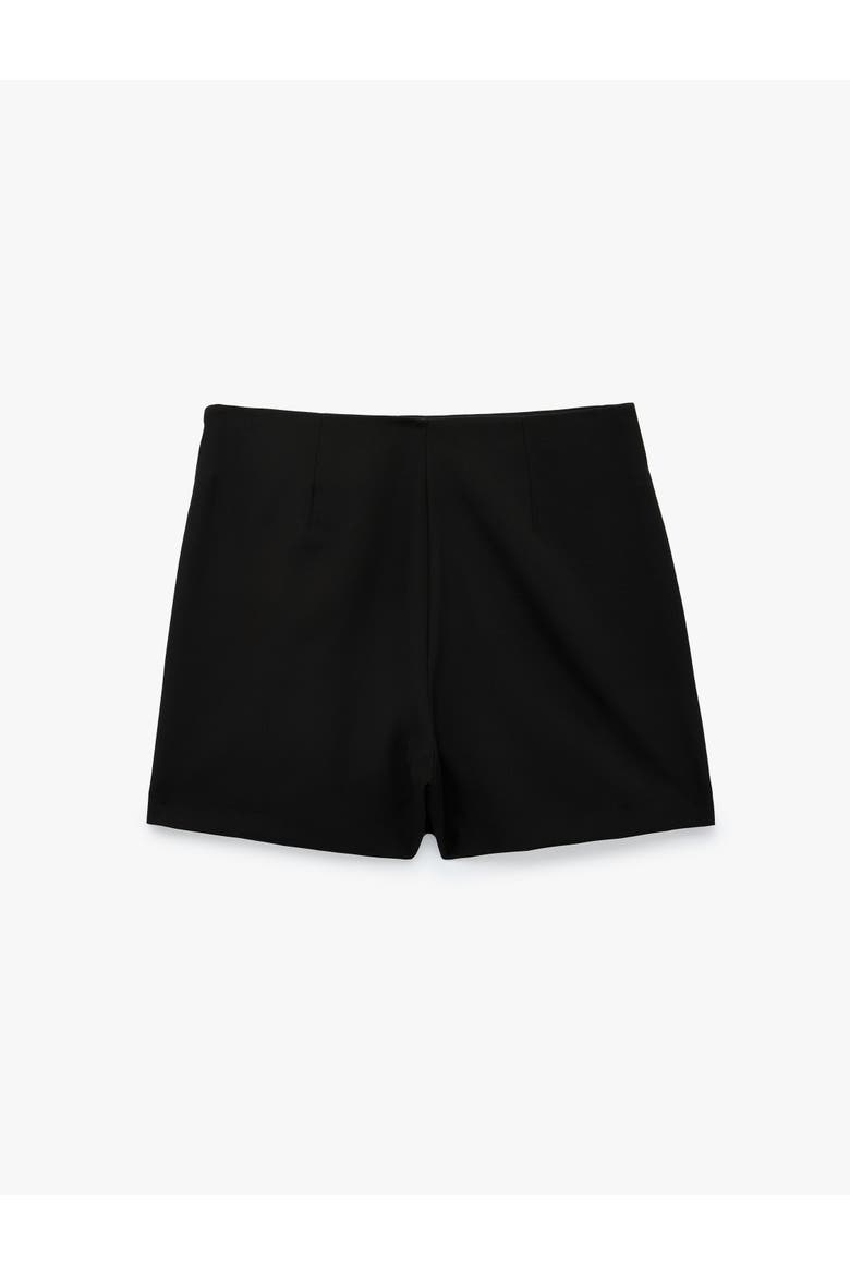 A Line Pleated Mini Skort with Clasp, Alternate, color, BLACK