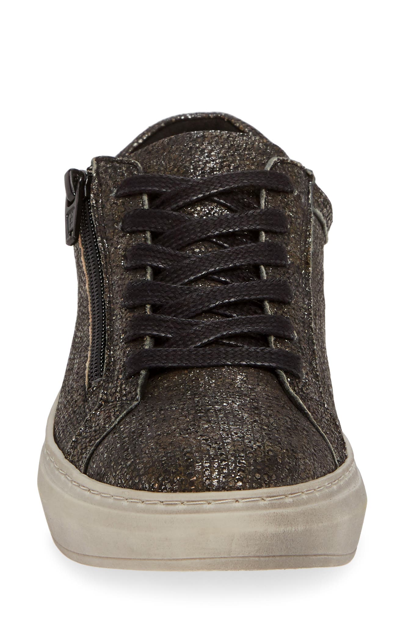 Quantas Zip Sneaker, Alternate, color, GRUNGE BLACK LEATHER