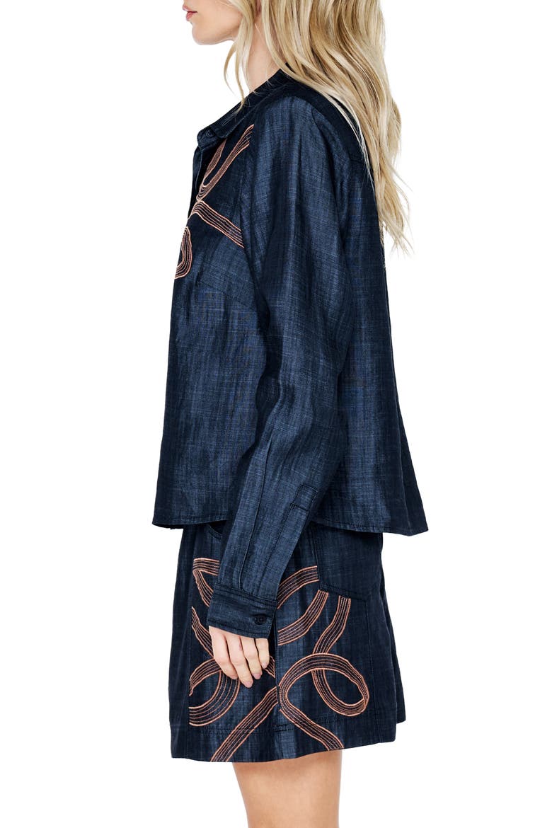 Julianna Embroidered Tencel® Lyocell Shirt, Alternate, color, CHARCOAL