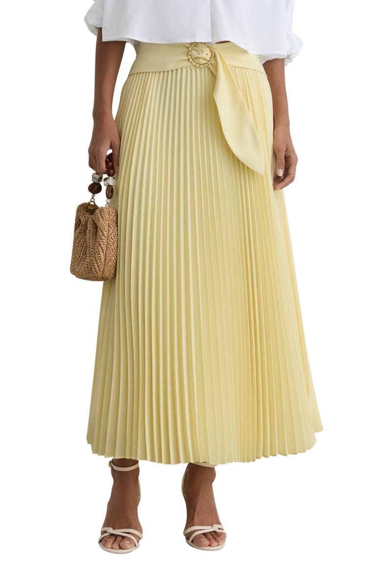 Amelie Belted Pleated Skirt, Main, color, YELLOW