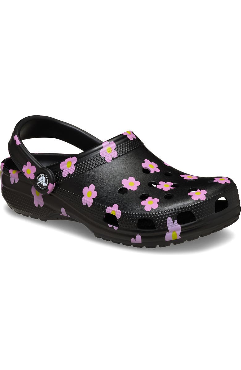 CROCS Flower Classic Clog, Main, color, Black