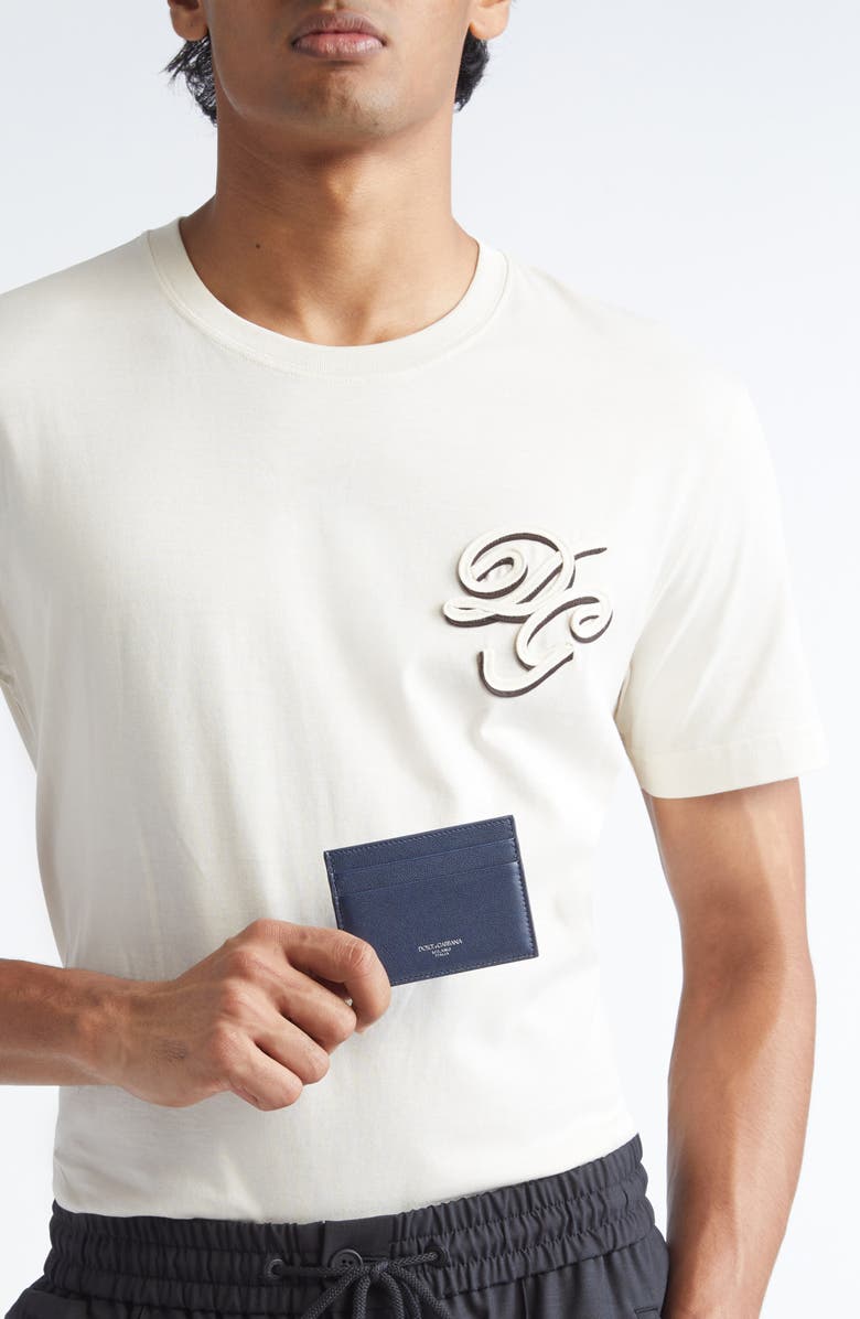 Dolce&Gabbana Leather Card Holder, Alternate, color, 80658 Blu Scuro