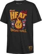 Mitchell & Ness Youth Mitchell & Ness Black Miami Heat Retro Mascot Script T-Shirt