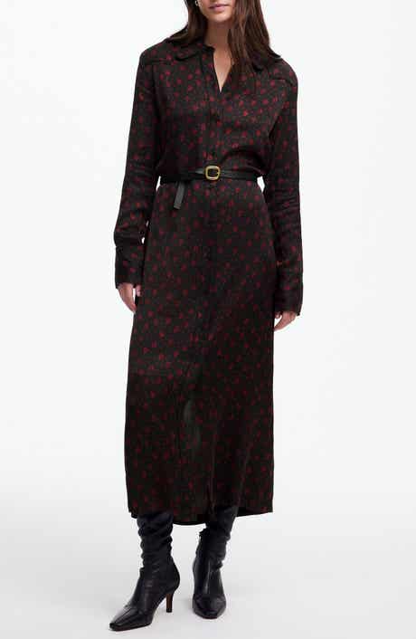 Madewell Floral Long Sleeve Button Front Midi Shirtdress