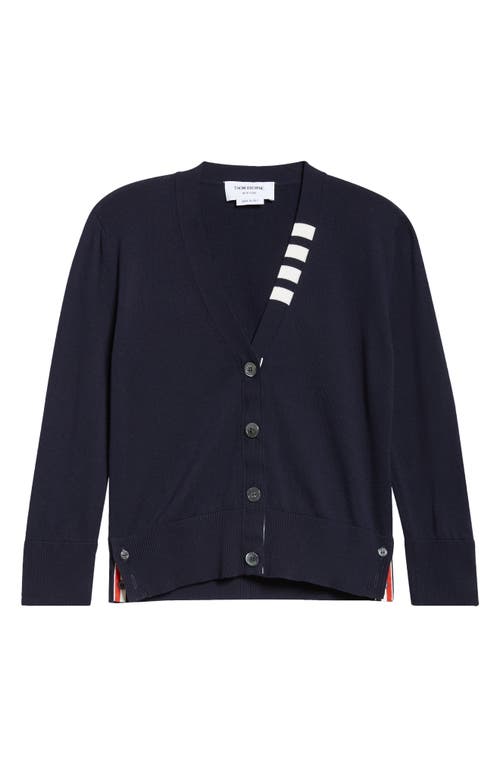 Thom Browne Jersey Stitch V-neck Cotton Cardigan In Navy