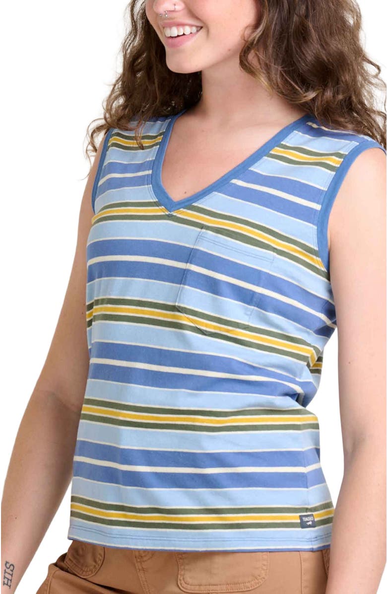Toad & Co Women's Grom V-Neck Tank, Alternate, color, Weathered Blue Stripe