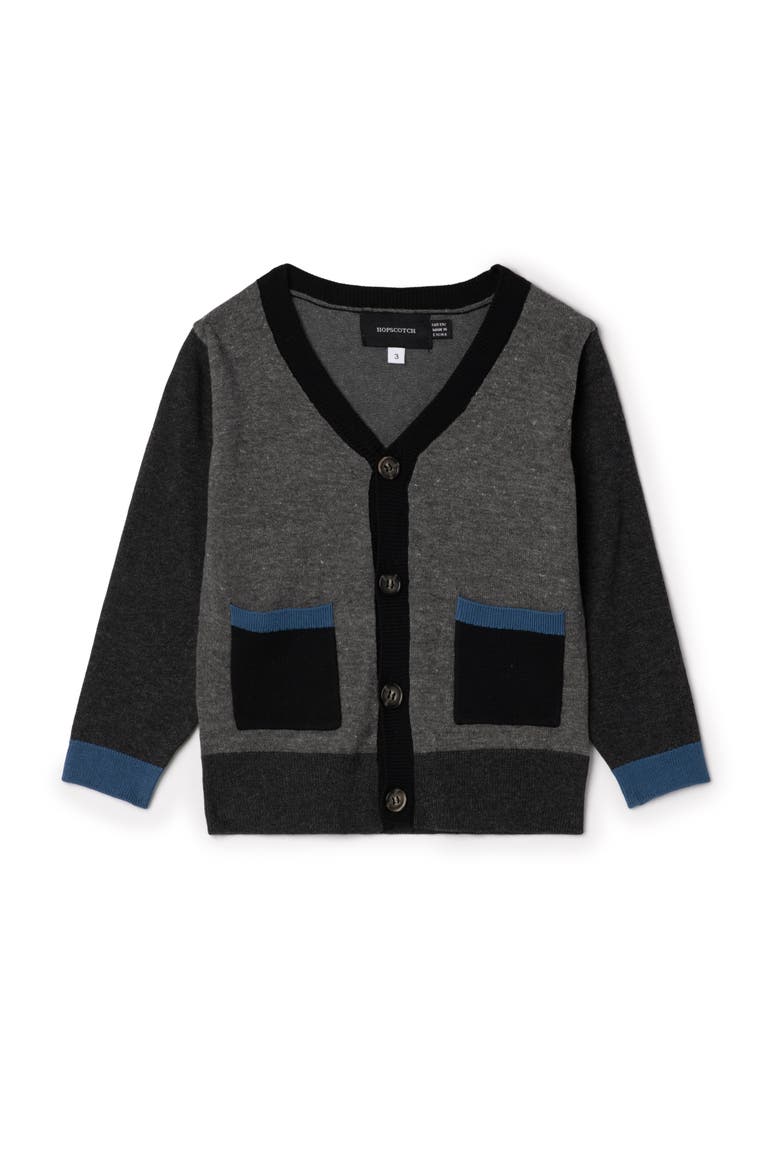 Knit Cardigan with Center Front Button, Main, color, Medium Grey Mix/Charcoal