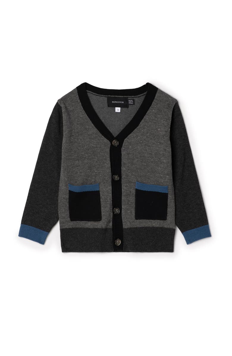 Hopscotch Knit Cardigan with Center Front Button, Main, color, Medium Grey Mix/Charcoal