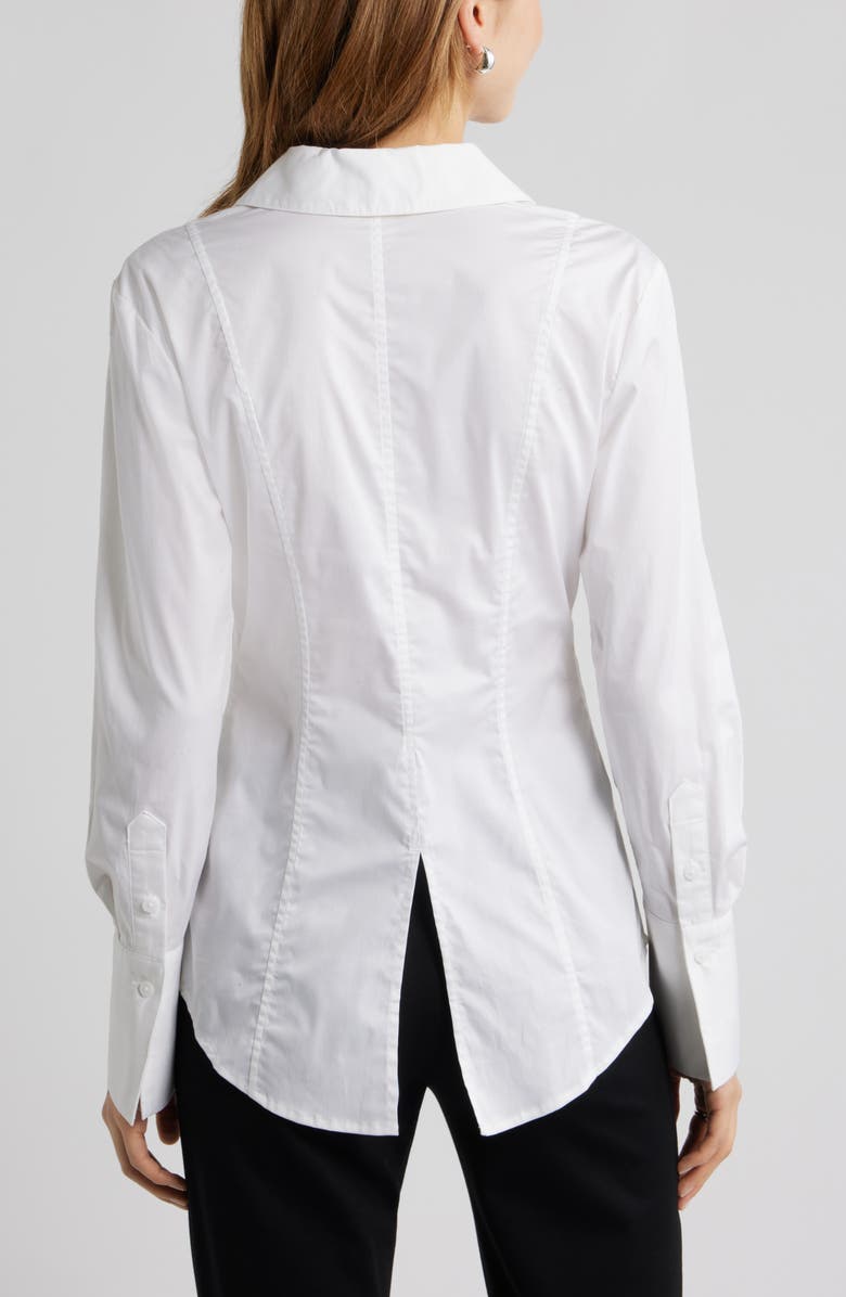 Open Edit Seam Detail Split Back Stretch Cotton Poplin Shirt, Alternate, color, White