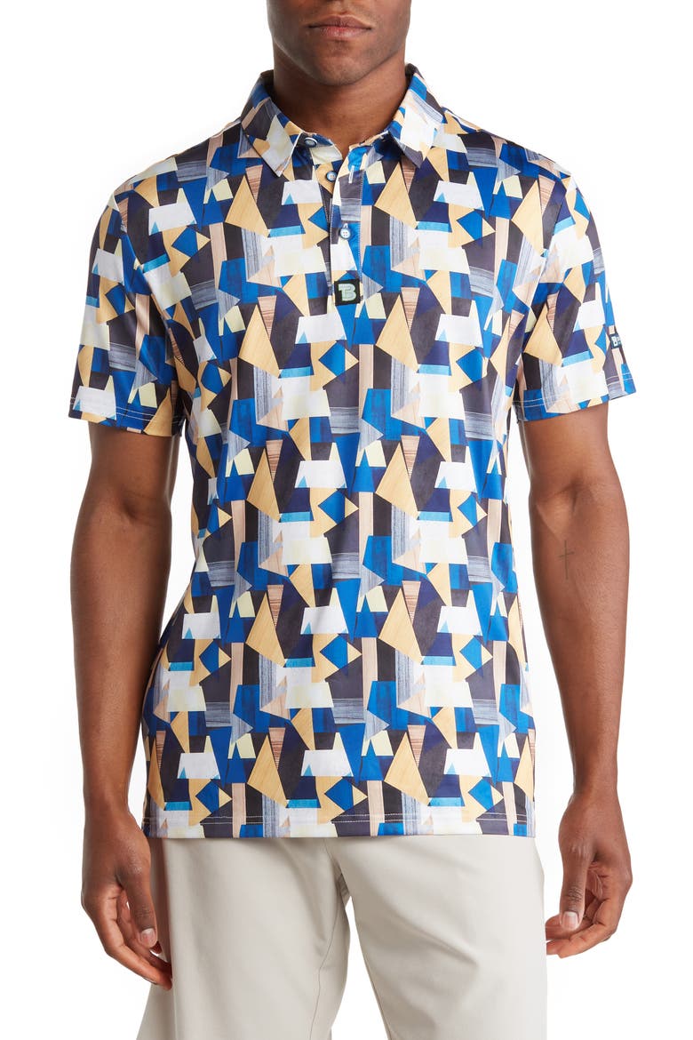 Patterned Slim Fit Performance Golf Polo, Main, color, ROYAL